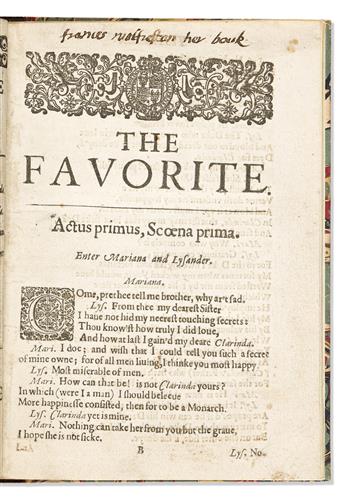 Female Provenance: Frances Wolfreston (1607-1677) Lodowick Carlell (1602?-1675) The Deserving Favorite. As it was lately Acted, first b